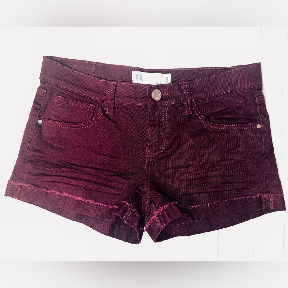 Women’s Dark Red Jean Shorts Malibu Cut-Off Size 9 Brand - RSQ